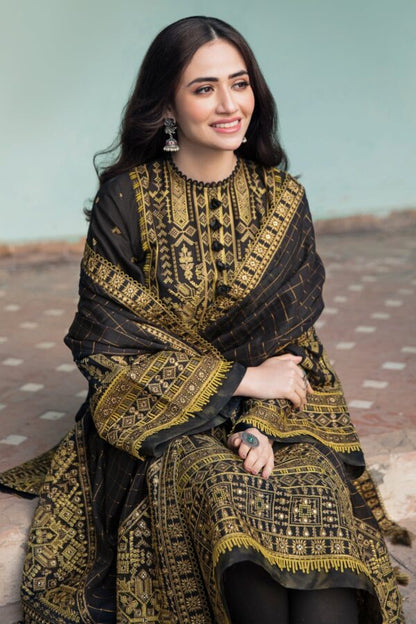 VL767 -MUSHQ 3PC EMBROIDERED LAWN SUIT WITH PRINTED SILK DUPATTA