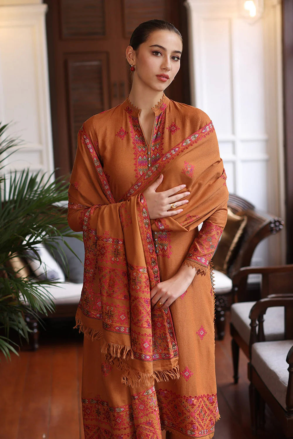 VL853 BAREEZE ARTICLE IN DHANAK 3PC COLLECTION EMBROIDERED DHANAK SHAWL