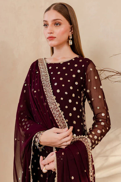 VL 1656 - Winter Unstitched 3PCs Embroidered Velvet Dress With Embroidered Organza Dupatta