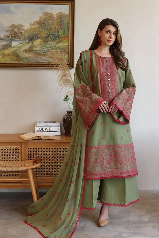 Bareeze 3 Piece Embroidered Lawn Suit. VL909