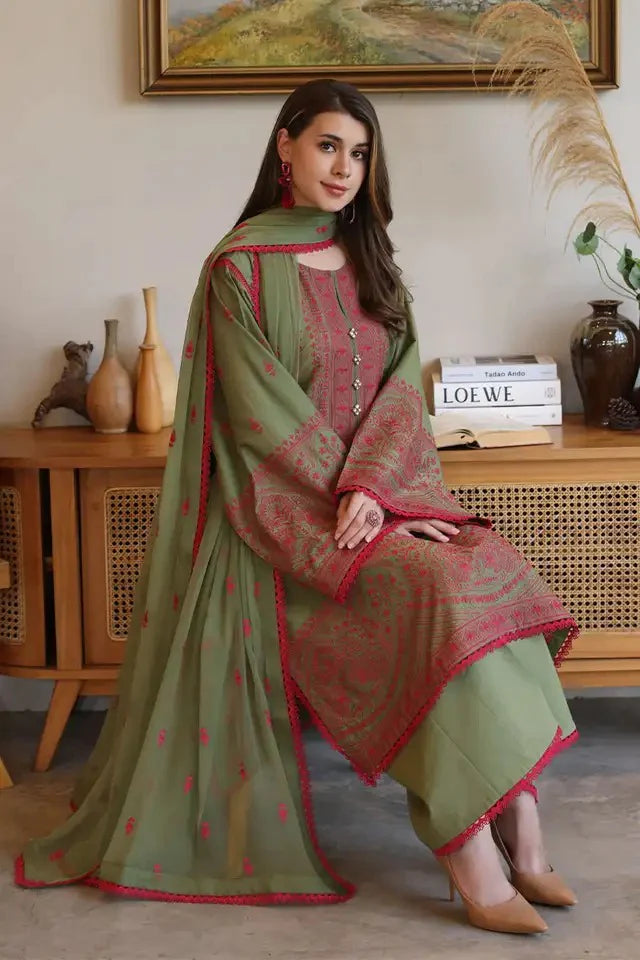 Bareeze 3 Piece Embroidered Lawn Suit. VL909