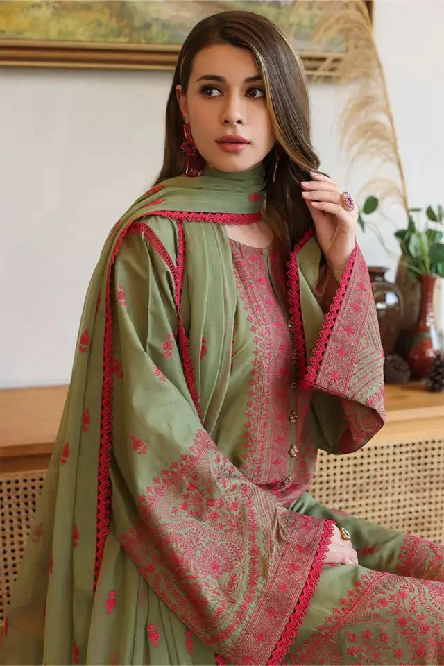 Bareeze 3 Piece Embroidered Lawn Suit. VL909