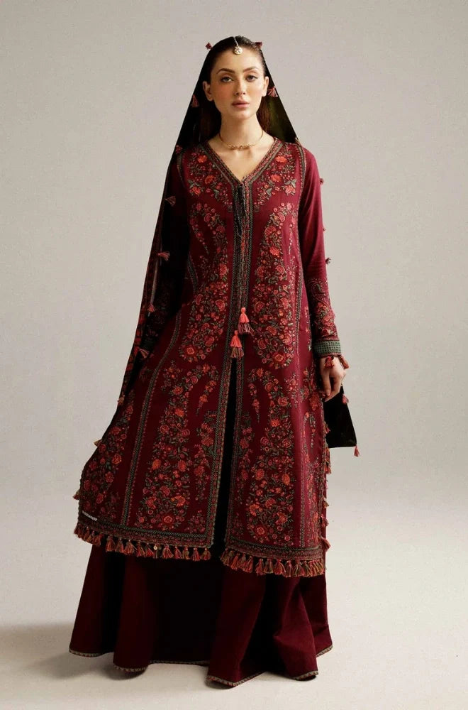Hussain Rehar - 3PC Dhanak Embroidered Shirt With Pashmina Printed Dupatta and Trouser - VL1706