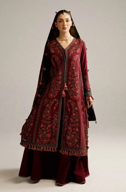 Hussain Rehar - 3PC Dhanak Embroidered Shirt With Pashmina Printed Dupatta and Trouser - VL1706