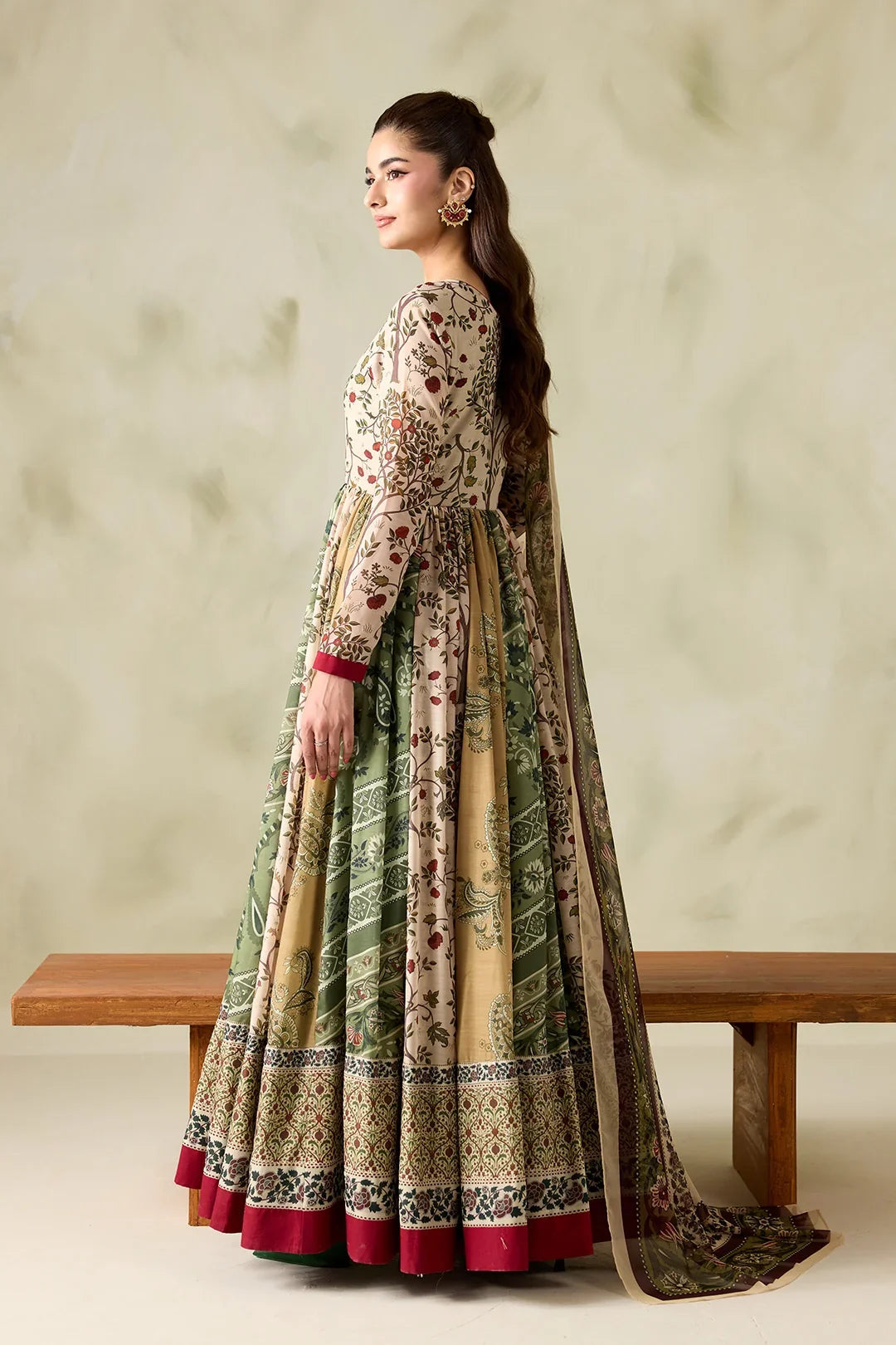 Baroque - Winter 3PC Karandi Digital Print Frock Dress - VL 1657
