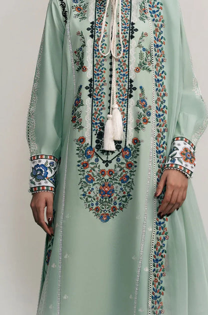 Jugnu - 3PC Dhanak Embroidered Shirt With Chiffon Embroidered Dupatta and Trouser - VL1682