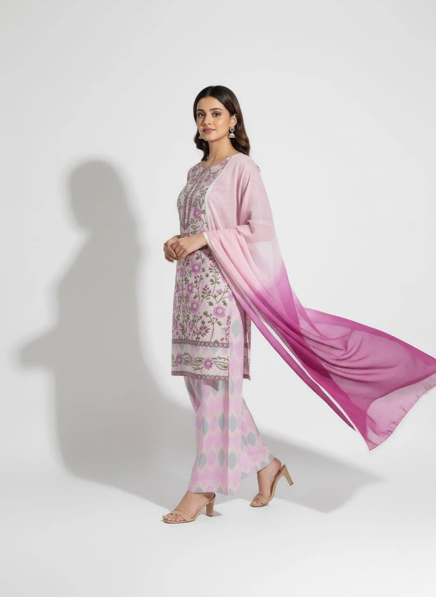 Limelight - Winter 3PC Karandi Digital Print Dress - VL1209