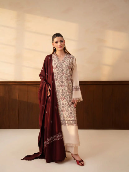 Lazuli - Winter 3PC Dhanak Embroidered Suit - VL 1653
