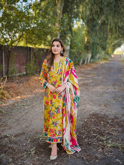 Winter 3PC Karandi Digital Print Dress - VL 1633