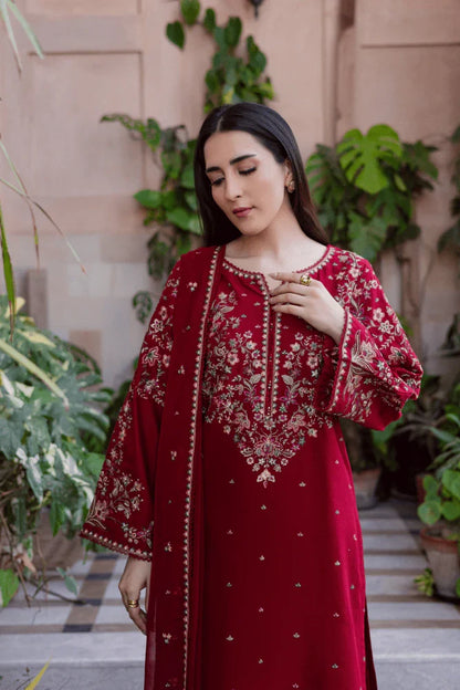 ZAIB - Winter 3PC Embroidered Dhannak Suit - VL 1646