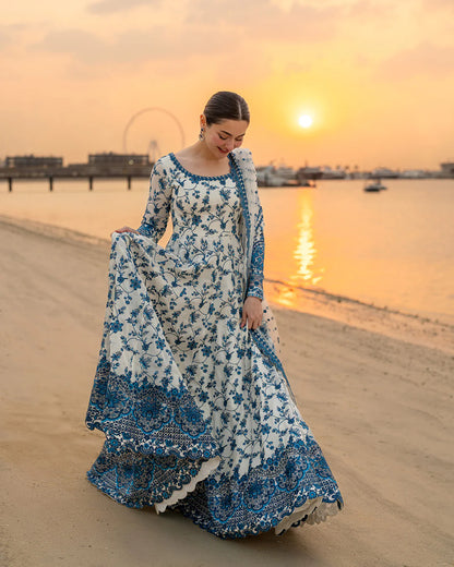 FAIZA SAQLAIN -Summer 3PC Lawn Digital Printed + embroidered Suit - VL1387