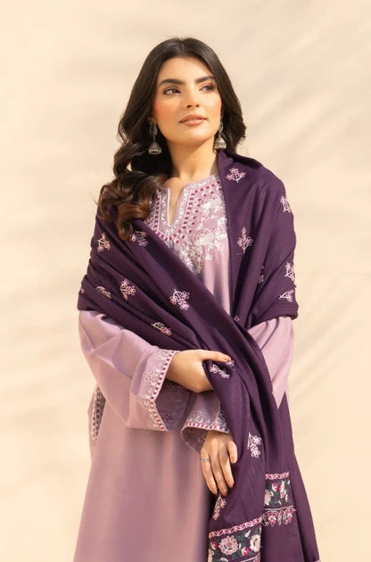 Izel - 3PC Dhanak Embroidered Shirt With Pashmina Embroidered Dupatta and Trouser - VL1608
