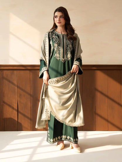 Lazuli - Winter 3PC Dhanak Embroidered Suit - VL 1655