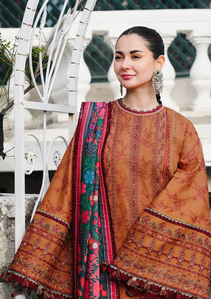 Hussain Rehar - 3PC Dhanak Chickenkari Embroidered Suit - VL1679