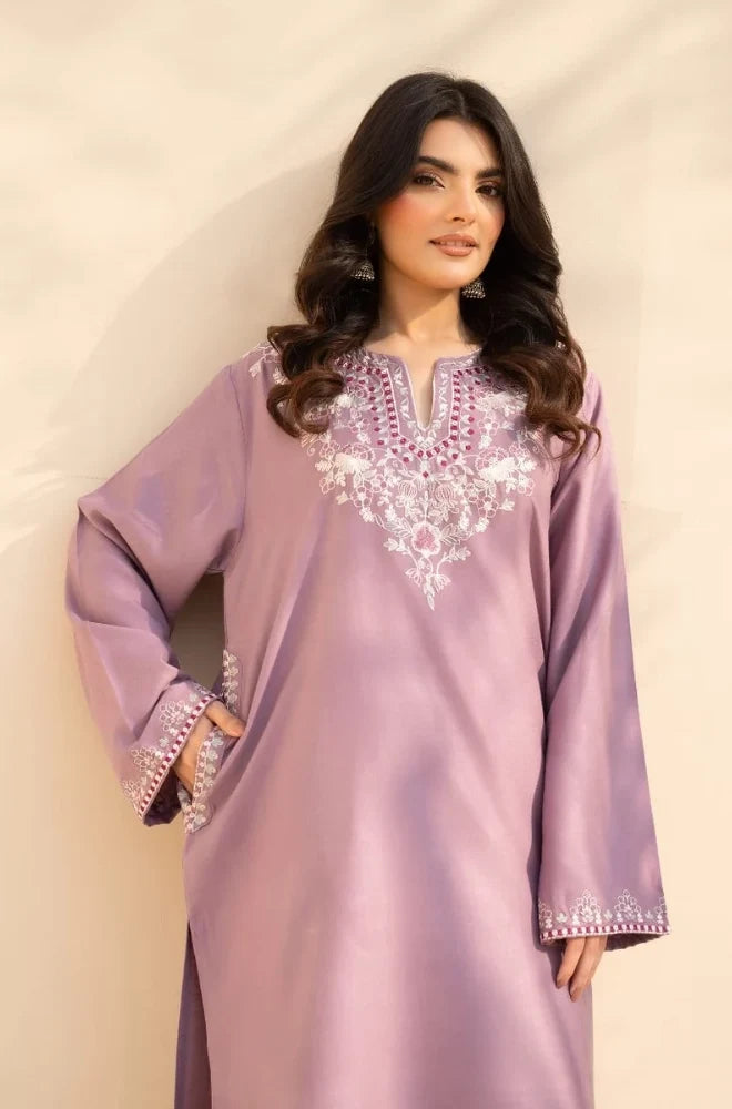 Izel - 3PC Dhanak Embroidered Shirt With Pashmina Embroidered Dupatta and Trouser - VL1608