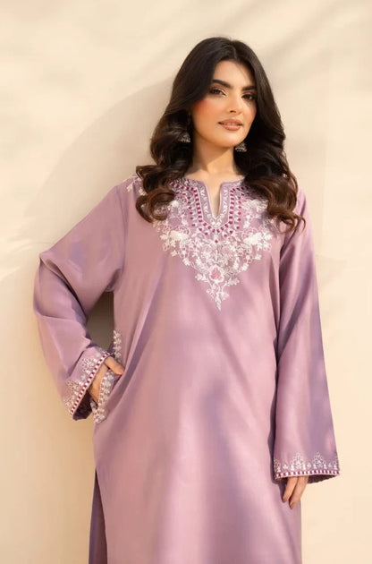 Izel - 3PC Dhanak Embroidered Shirt With Pashmina Embroidered Dupatta and Trouser - VL1608