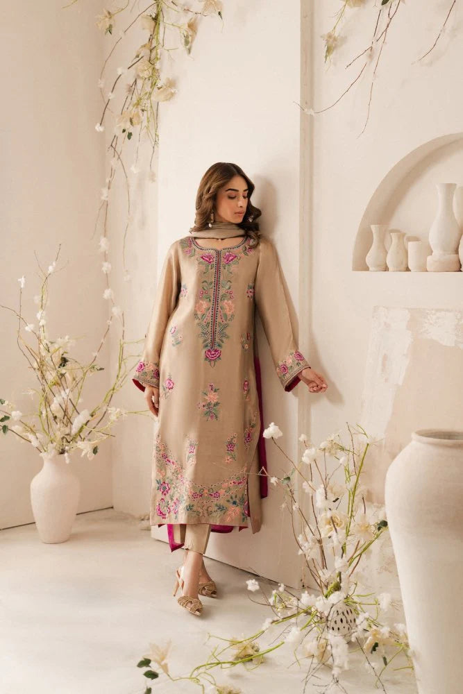 Lawn-3PC Embroidered Shirt with Chiffon Dupatta - VL1331