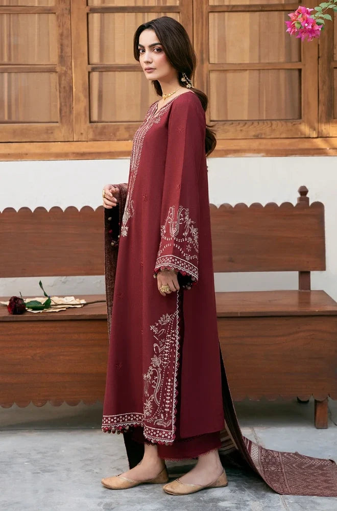 Izel - 3PC Dhanak Embroidered Shirt With Pashmina Printed Dupatta and Trouser - VL1684