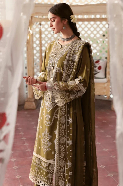 Mahnur - 3PC Dhanak Embroidered Shirt With Dhanak Embroidered Dupatta and Trouser - VL1678