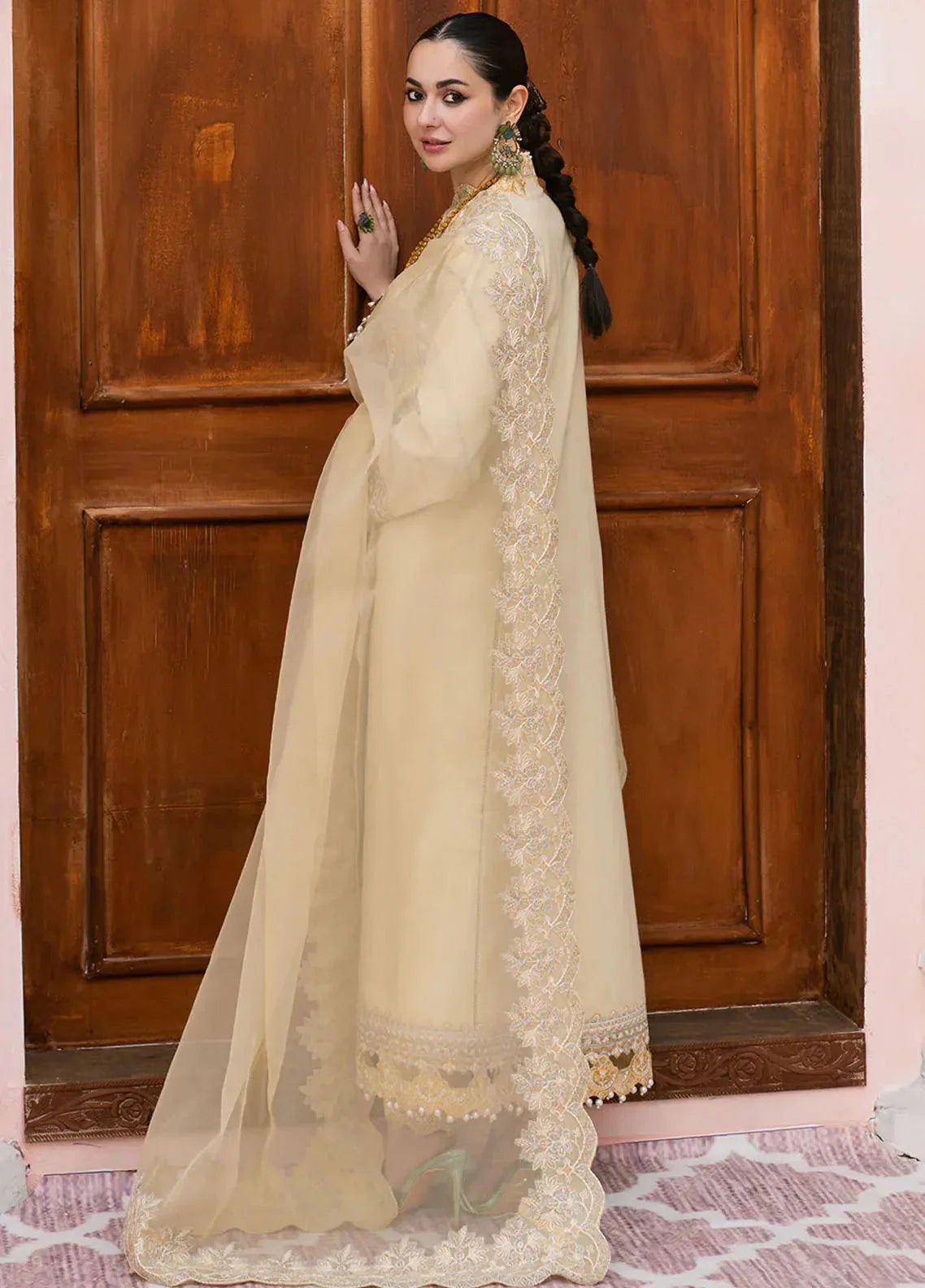 Qalamkar - Dhanak 3-Piece Embroidered Dress - VL1162