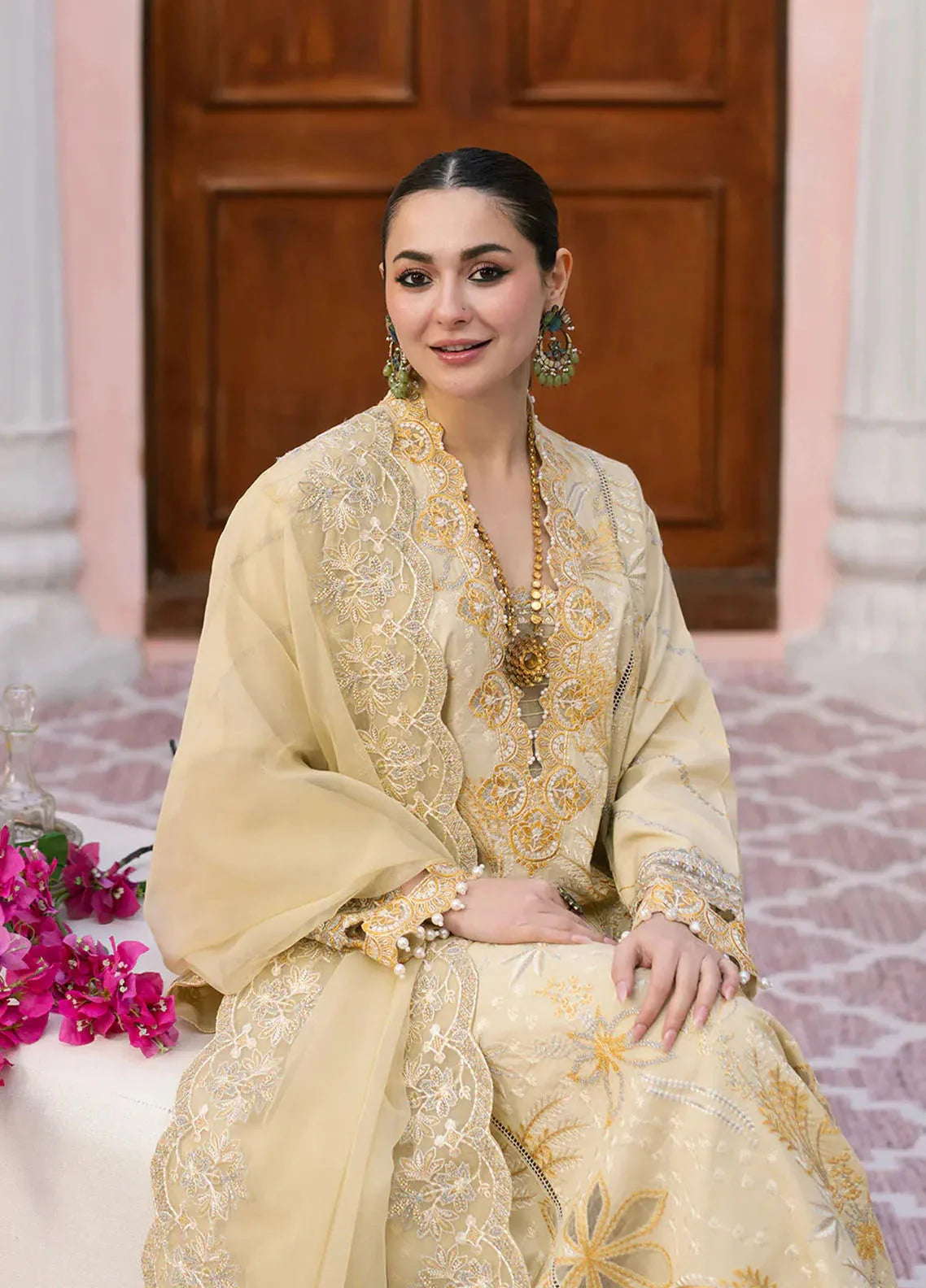 Qalamkar - Dhanak 3-Piece Embroidered Dress - VL1162
