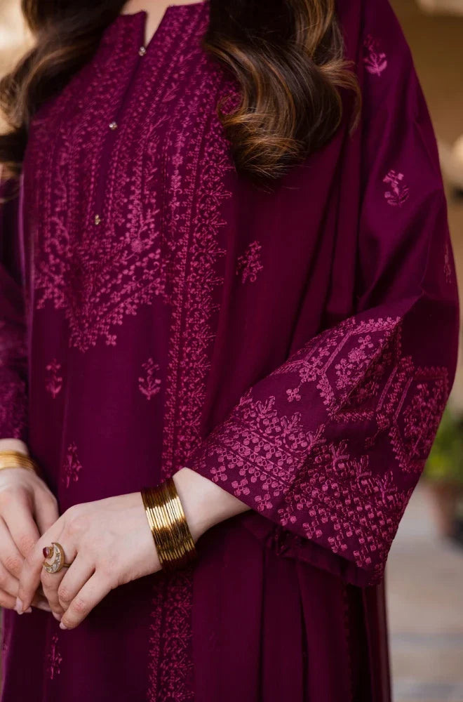 Batik - 3PC Dhanak Embroidered Shirt With Dhanak Embroidered Dupatta and Trouser - VL1705