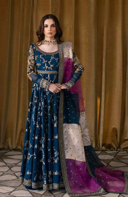 Maryum N Maria 3 piece kataan silk frock style embroidered suit - VL1146