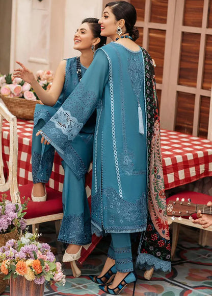 VL052-MUSHQ 3PC EMBROIDERED LAWN SUIT WITH PRINTED SILK DUPATTA