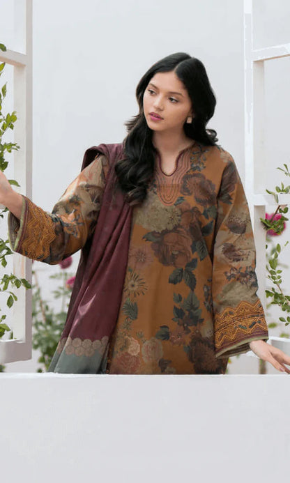 3 Piece Unstitched Embroidered Swiss Lawn Suit ( Printed Monar Dupatta ) VL893