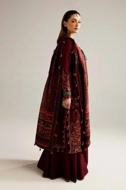 Hussain Rehar - 3PC Dhanak Embroidered Shirt With Pashmina Printed Dupatta and Trouser - VL1706