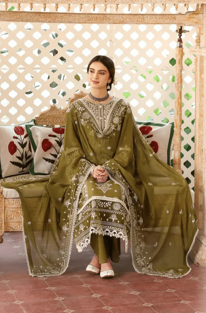 Mahnur - 3PC Dhanak Embroidered Shirt With Dhanak Embroidered Dupatta and Trouser - VL1678