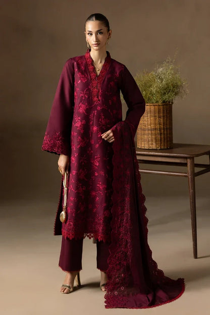 Raj Bari - Winter 3PC Airjet Dhannak Dress With Embroidered Dhannak Shawl - VL 1643