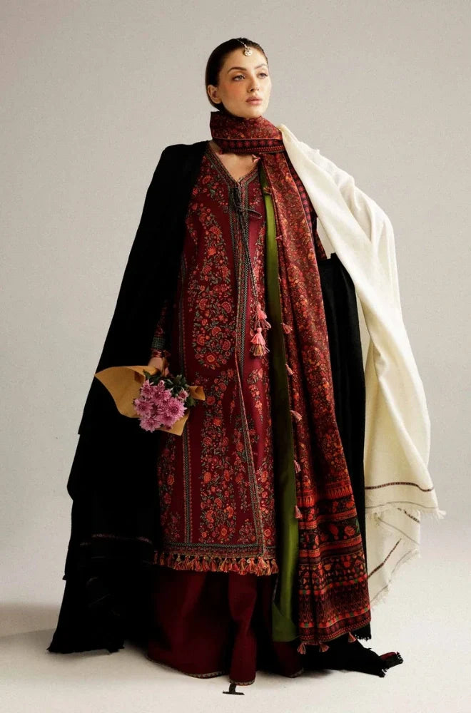 Hussain Rehar - 3PC Dhanak Embroidered Shirt With Pashmina Printed Dupatta and Trouser - VL1706
