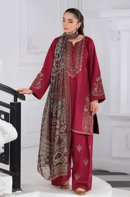 Sapphire - 3PC Dhanak Embroidered Shirt With Pashmina Printed Dupatta and Trouser - VL1675