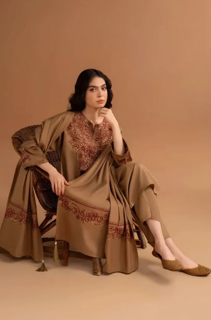 Zellbury - 3PC Dhanak Embroidered Shirt With Dhanak Embroidered Dupatta and Trouser - VL1688