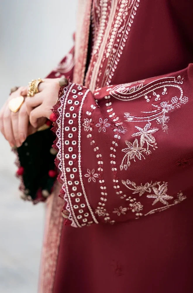 Izel - 3PC Dhanak Embroidered Shirt With Pashmina Printed Dupatta and Trouser - VL1684