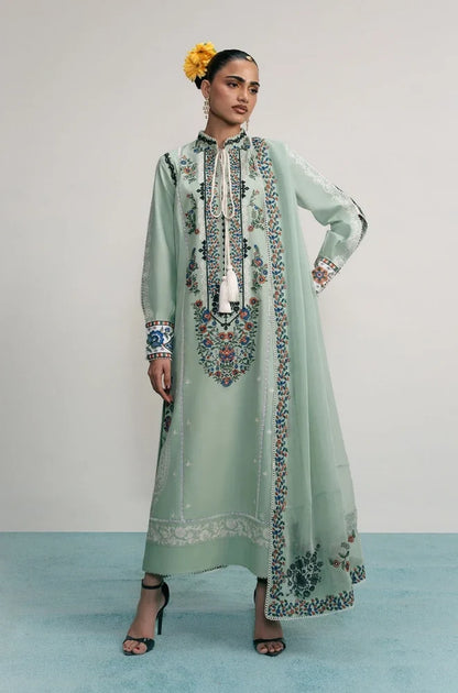 Jugnu - 3PC Dhanak Embroidered Shirt With Chiffon Embroidered Dupatta and Trouser - VL1682