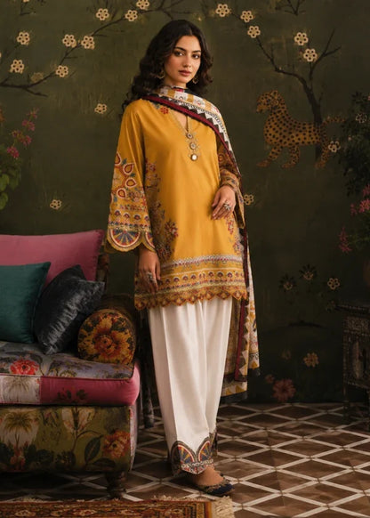 ETHNIC - Winter 3PC Unstitched Dhannak Embroidered Suit - VL 1644