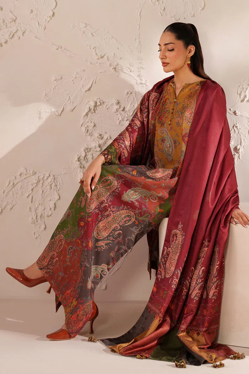 Baroque - Winter 3PC Karandi Digital Print Dress - VL 1630