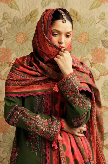 Hussain Rehar - 3PC Dhanak Embroidered Shirt With Pashmina Printed Dupatta and Trouser - VL1681