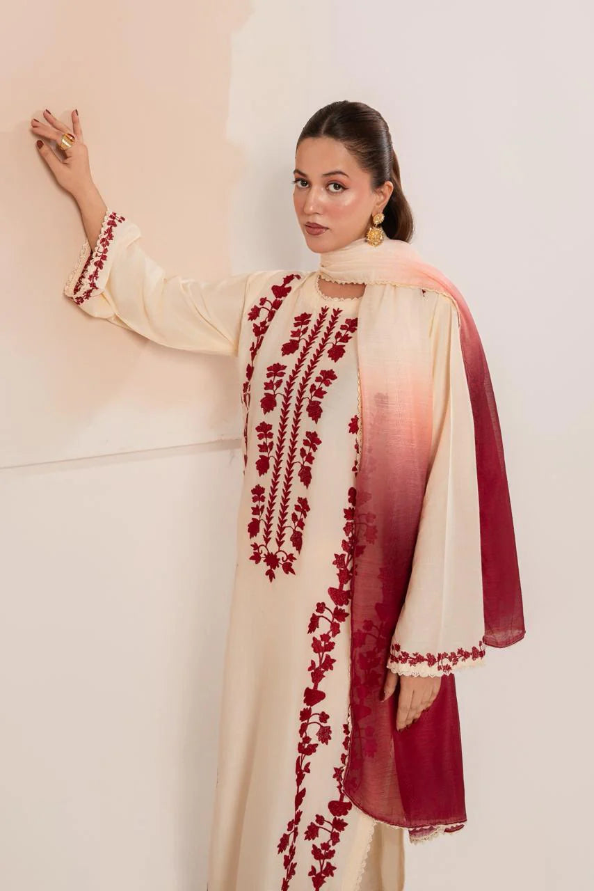 Rehan Rehar 3 Piece Embroidered Dhanak Suit - VL1237