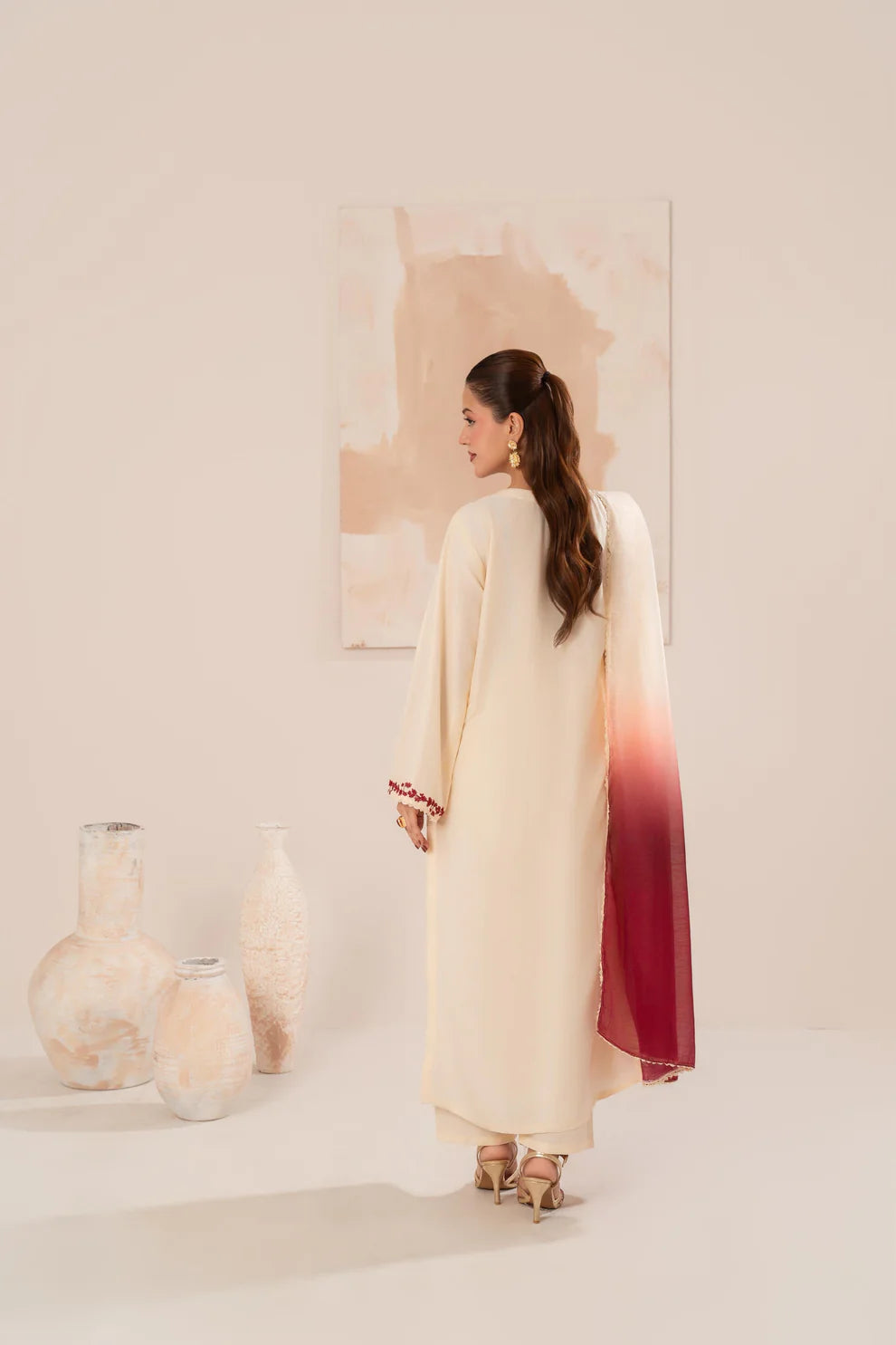 Rehan Rehar 3 Piece Embroidered Dhanak Suit - VL1237