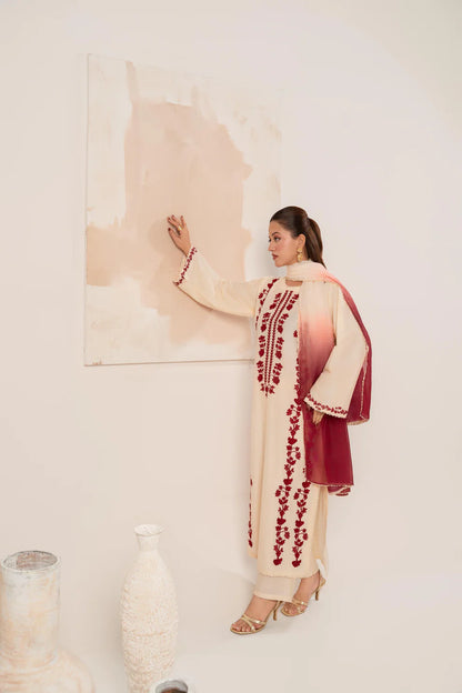 Rehan Rehar 3 Piece Embroidered Dhanak Suit - VL1237