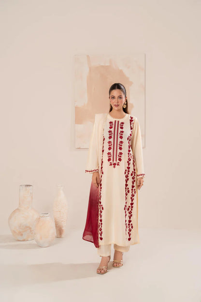 Rehan Rehar 3 Piece Embroidered Dhanak Suit - VL1237