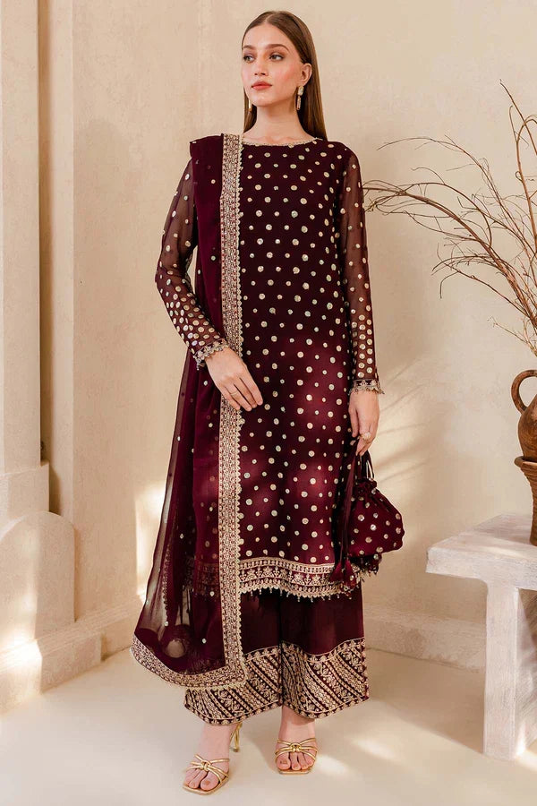 VL 1656 - Winter Unstitched 3PCs Embroidered Velvet Dress With Embroidered Organza Dupatta