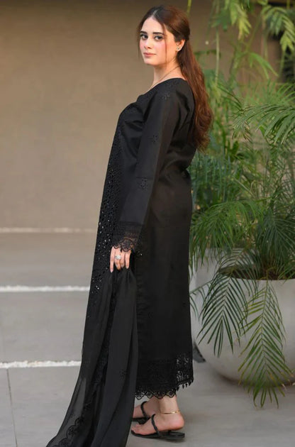 3PC Lawn Chikankari Embroidered Shirt with Monar Embroidered Dupatta and Trouser - VL1440