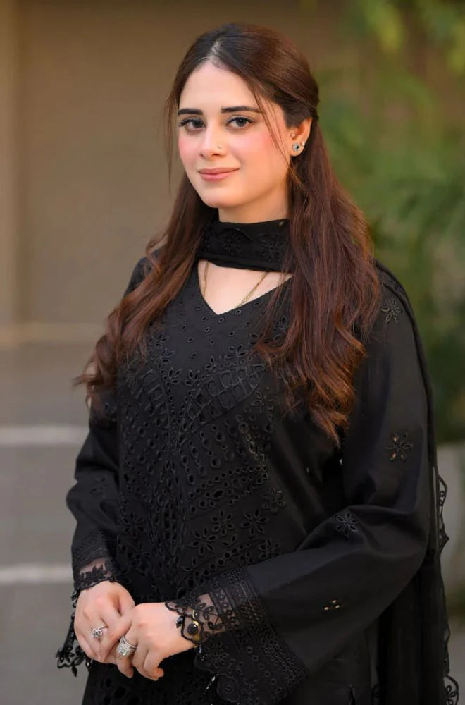 3PC Lawn Chikankari Embroidered Shirt with Monar Embroidered Dupatta and Trouser - VL1440