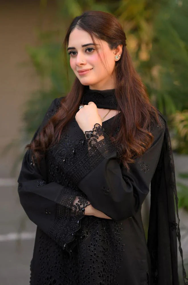 3PC Lawn Chikankari Embroidered Shirt with Monar Embroidered Dupatta and Trouser - VL1440