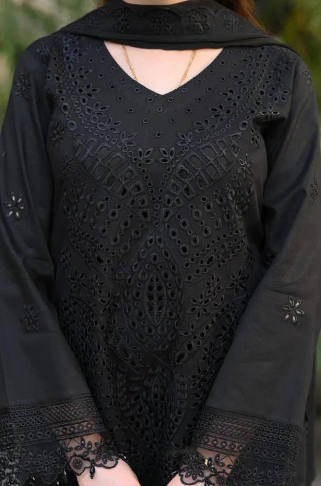 3PC Lawn Chikankari Embroidered Shirt with Monar Embroidered Dupatta and Trouser - VL1440
