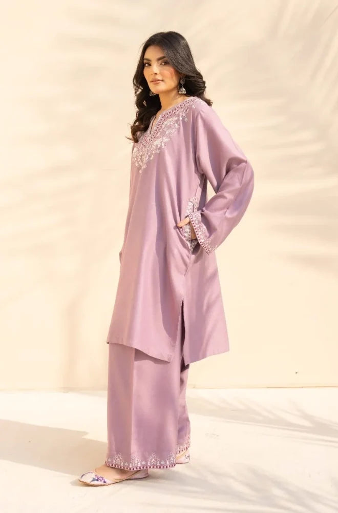 Izel - 3PC Dhanak Embroidered Shirt With Pashmina Embroidered Dupatta and Trouser - VL1608